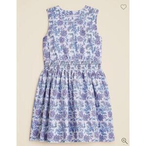 NWOT Crewcuts Girls' Smocked-Waist Dress In Lavender Vines Block White/Blu 10